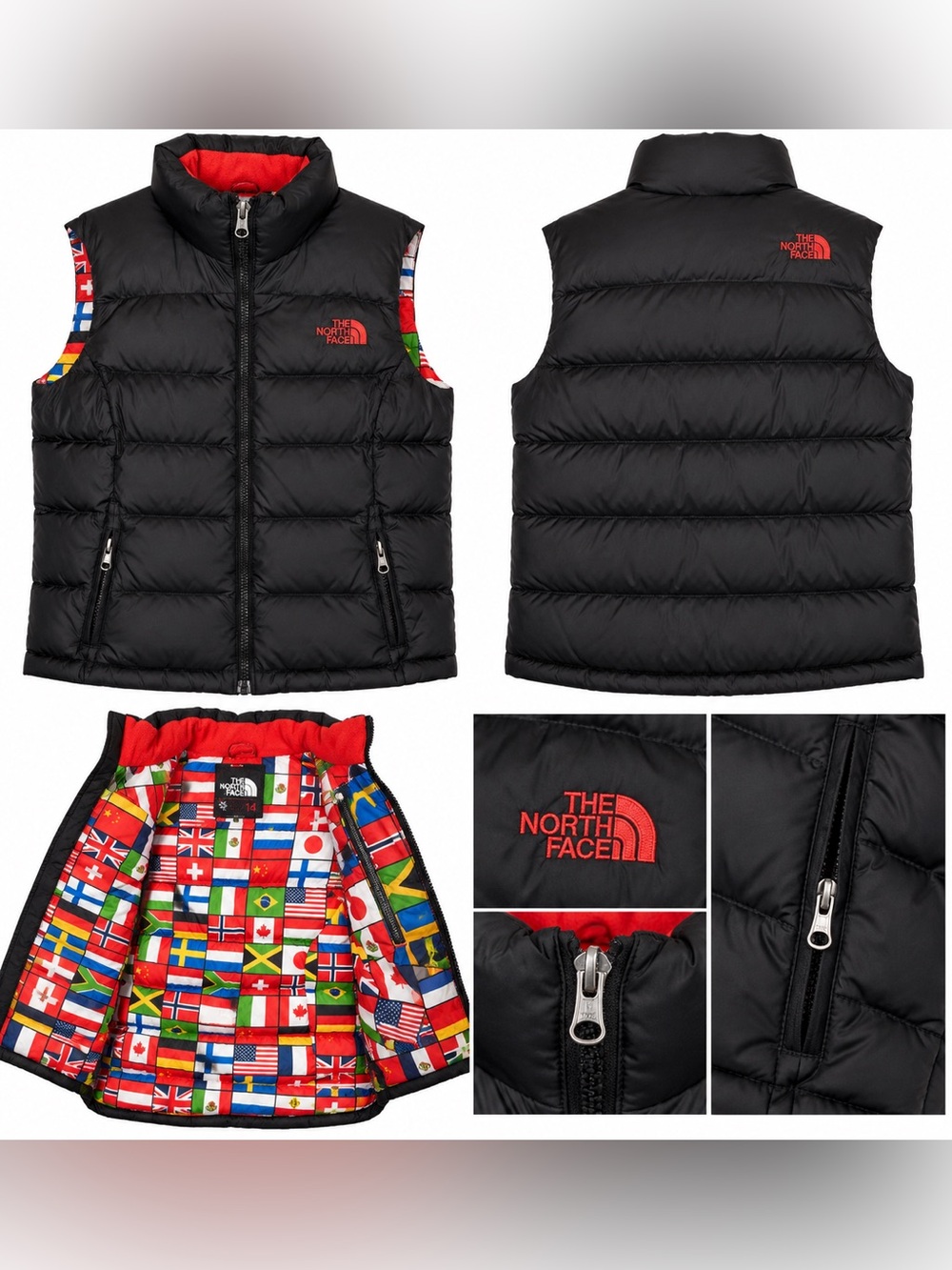 The North Face Sochi RU/14 Olympics Flags 700 Down Puffer Vest Size Small